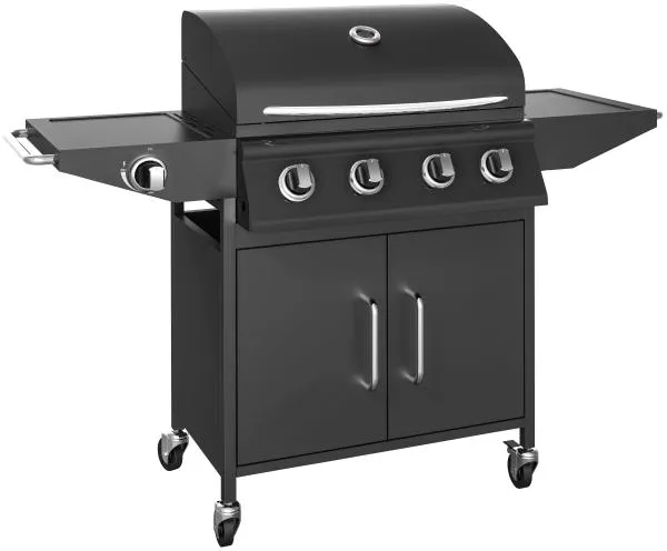 Gasgrill med 4 brännare och kokplatta