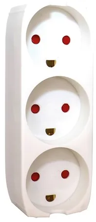 Gripo Grenuttag med 3 uttag och jord, Vit